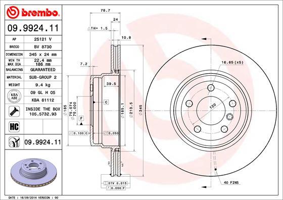 Brembo 09.9924.11 - Əyləc Diski furqanavto.az