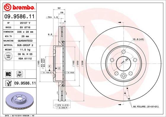 Brembo 09.9586.11 - Əyləc Diski furqanavto.az