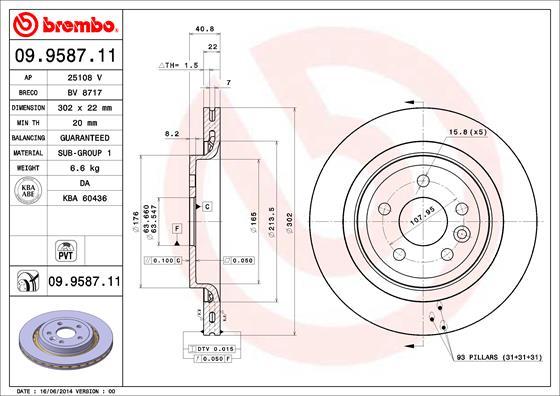 Brembo 09.9587.11 - Əyləc Diski furqanavto.az