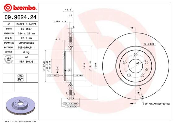 Brembo 09.9624.24 - Əyləc Diski furqanavto.az