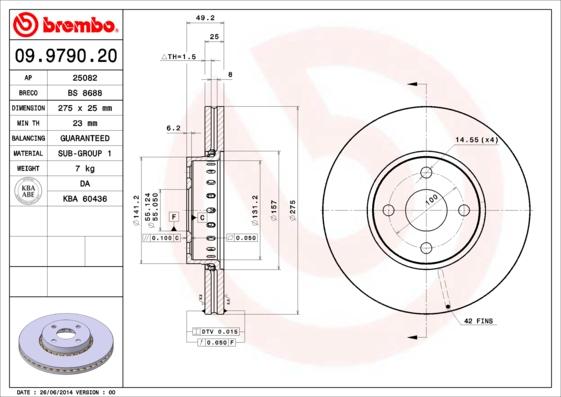 Brembo 09.9790.20 - Əyləc Diski furqanavto.az