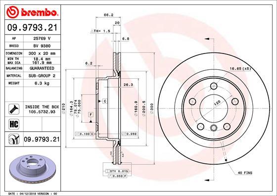 Brembo 09.9793.21 - Əyləc Diski furqanavto.az