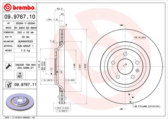 Brembo 09.9767.11 - Əyləc Diski furqanavto.az