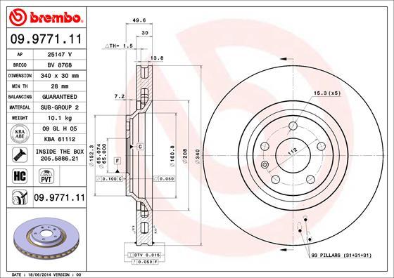 Brembo 09.9771.11 - Əyləc Diski furqanavto.az