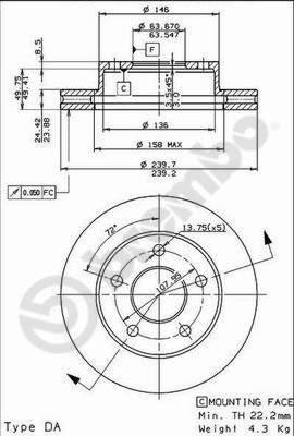 Brembo 09.4914.40 - Əyləc Diski furqanavto.az