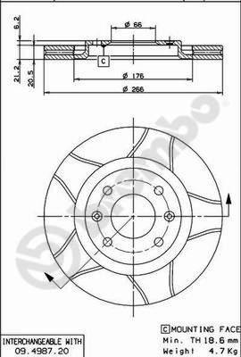 Brembo 09.4987.76 - Əyləc Diski furqanavto.az