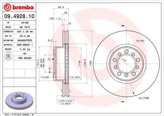 Brembo 09.4928.10 - Əyləc Diski furqanavto.az