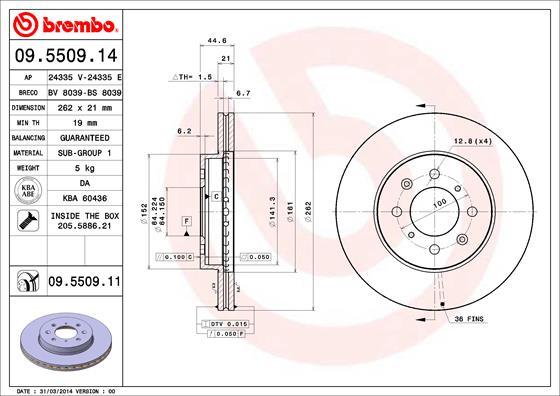 Brembo 09.5509.11 - Əyləc Diski furqanavto.az