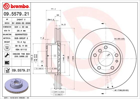 Brembo 09.5579.21 - Əyləc Diski furqanavto.az