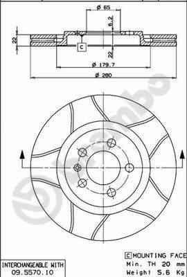 Brembo 09.5570.75 - Əyləc Diski furqanavto.az