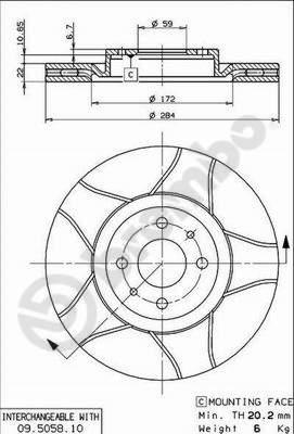 Brembo 09.5058.75 - Əyləc Diski furqanavto.az