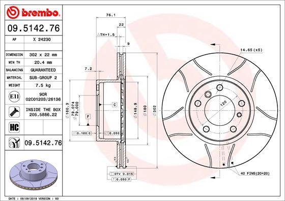 Brembo 09.5142.76 - Əyləc Diski furqanavto.az