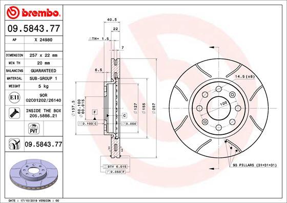 Brembo 09.5843.77 - Əyləc Diski furqanavto.az