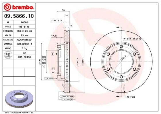 Brembo 09.5866.10 - Əyləc Diski furqanavto.az