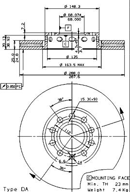 Brembo 09.5745.21 - Əyləc Diski furqanavto.az