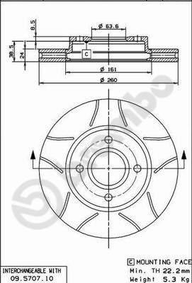 Brembo 09.5707.75 - Əyləc Diski furqanavto.az