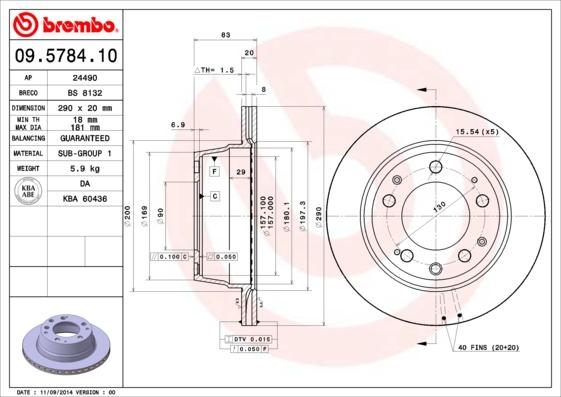 Brembo 09.5784.10 - Əyləc Diski furqanavto.az