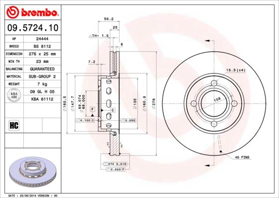 Brembo 09.5724.10 - Əyləc Diski furqanavto.az