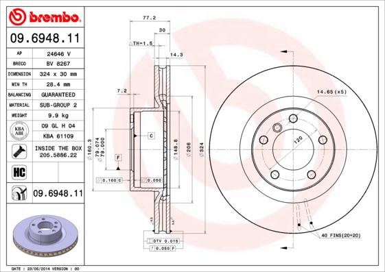 Brembo 09.6948.11 - Əyləc Diski furqanavto.az