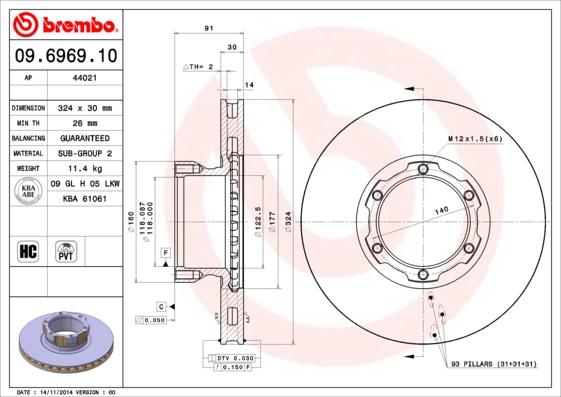 Brembo 09.6969.10 - Əyləc Diski furqanavto.az