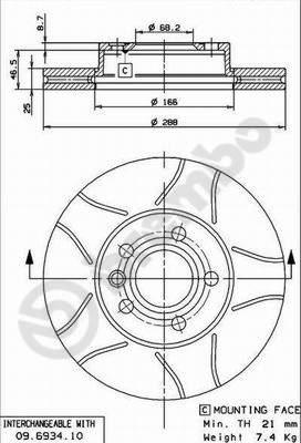 Brembo 09.6934.75 - Əyləc Diski furqanavto.az