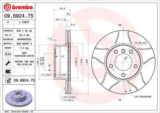 Brembo 09.6924.75 - Əyləc Diski furqanavto.az