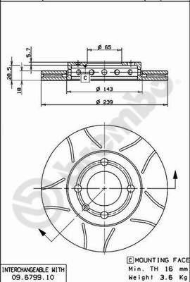 Brembo 09.6799.75 - Əyləc Diski furqanavto.az