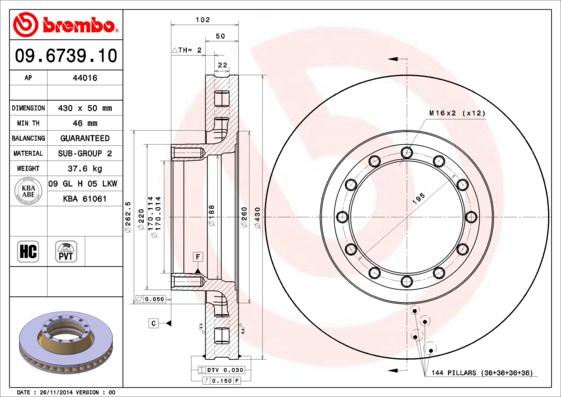 Brembo 09.6739.10 - Əyləc Diski furqanavto.az