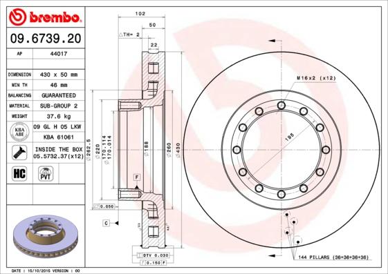 Brembo 09.6739.20 - Əyləc Diski furqanavto.az