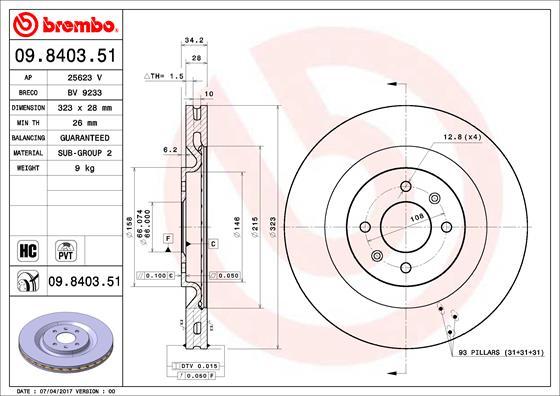 Brembo 09.8403.51 - Əyləc Diski furqanavto.az