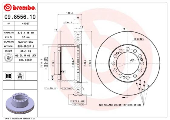 Brembo 09.8556.10 - Əyləc Diski furqanavto.az