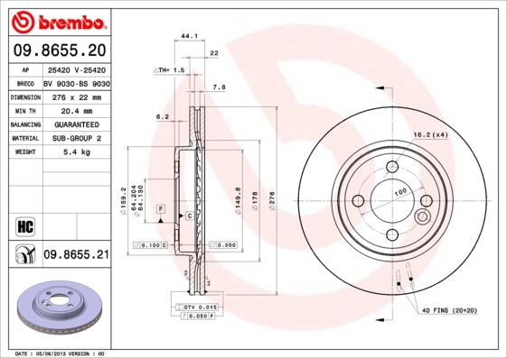 Brembo 09.8655.21 - Əyləc Diski furqanavto.az