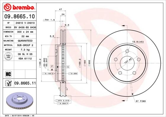 Brembo 09.8665.10 - Əyləc Diski furqanavto.az