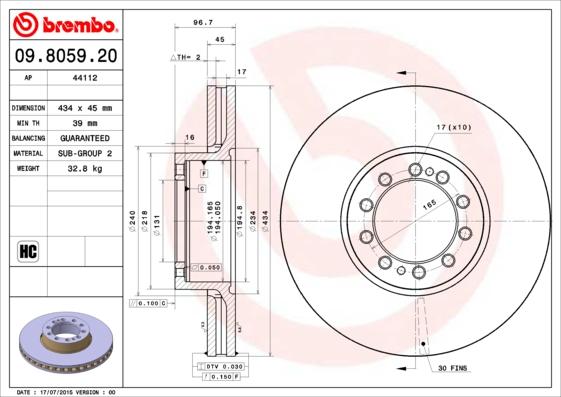 Brembo 09.8059.20 - Əyləc Diski furqanavto.az