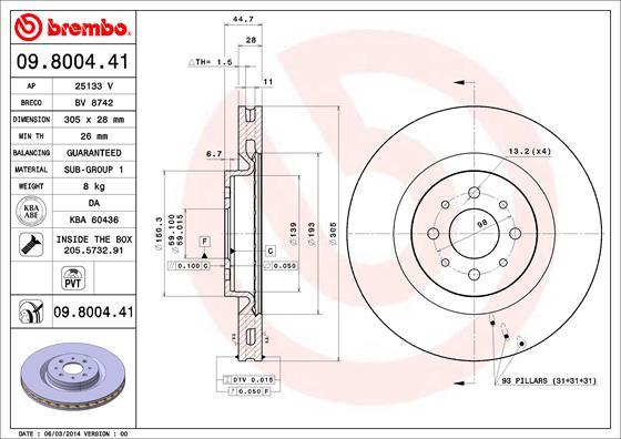 Brembo 09.8004.41 - Əyləc Diski furqanavto.az