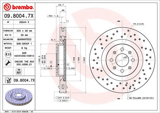 Brembo 09.8004.7X - Əyləc Diski furqanavto.az