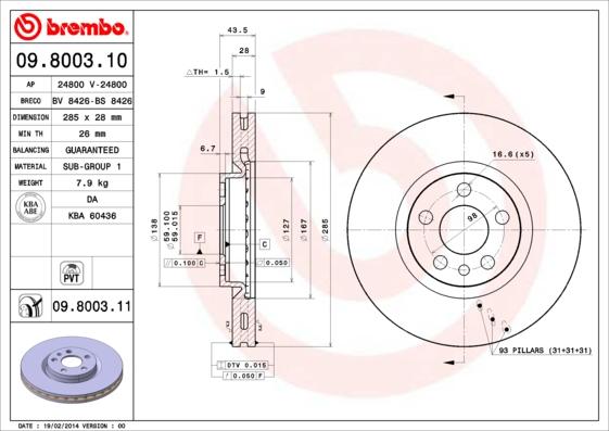 Brembo 09.8003.10 - Əyləc Diski furqanavto.az