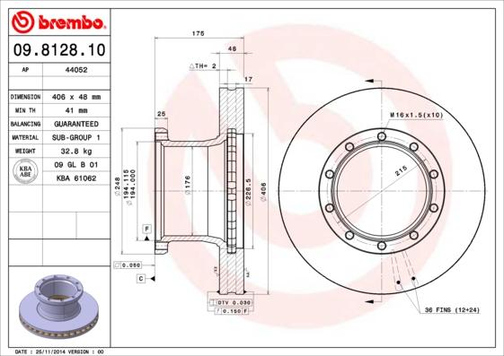 Brembo 09.8128.10 - Əyləc Diski furqanavto.az