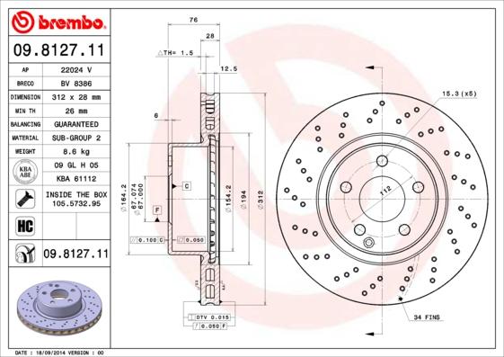 Brembo 09.8127.11 - Əyləc Diski furqanavto.az