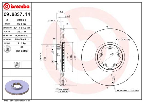 Brembo 09.8837.14 - Əyləc Diski furqanavto.az