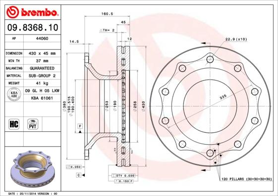 Brembo 09.8368.10 - Əyləc Diski furqanavto.az