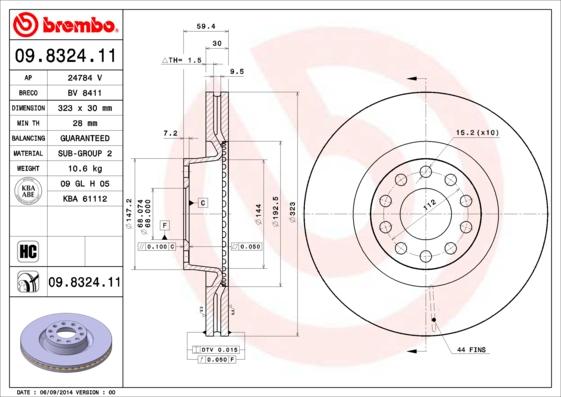 Brembo 09.8324.11 - Əyləc Diski furqanavto.az