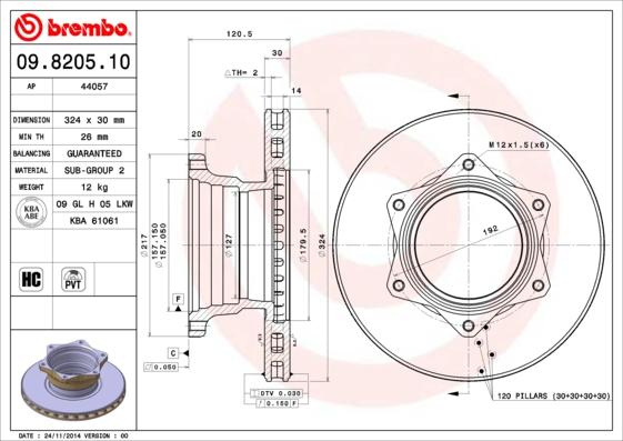 Brembo 09.8205.10 - Əyləc Diski furqanavto.az