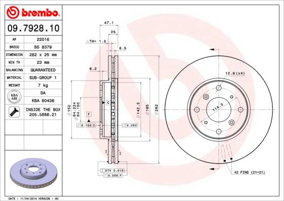 Brembo 09.7928.10 - Əyləc Diski furqanavto.az