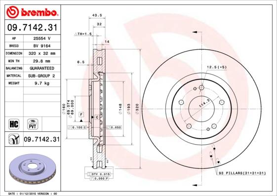 Brembo 09.7142.31 - Əyləc Diski furqanavto.az