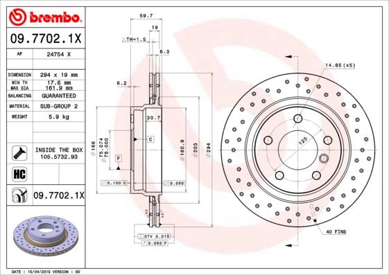 Brembo 09.7702.1X - Əyləc Diski furqanavto.az