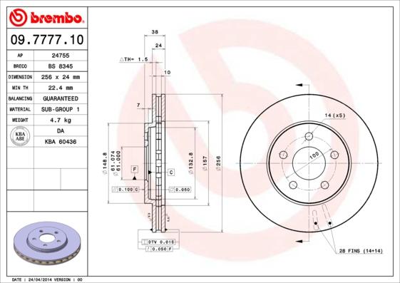 Brembo 09.7777.10 - Əyləc Diski furqanavto.az