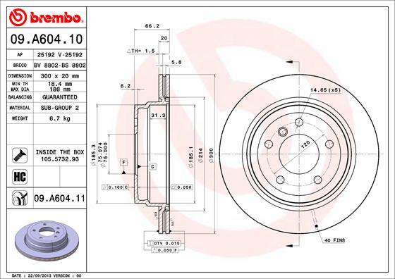 Brembo 09.A604.11 - Əyləc Diski furqanavto.az