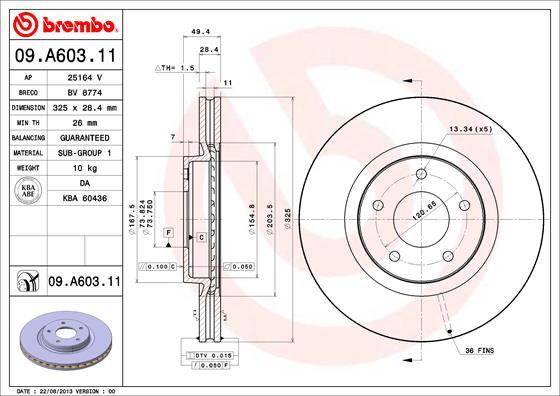 Brembo 09.A603.11 - Əyləc Diski furqanavto.az