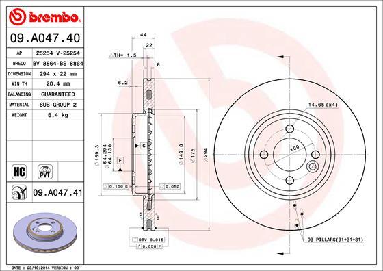 Brembo 09.A047.41 - Əyləc Diski furqanavto.az